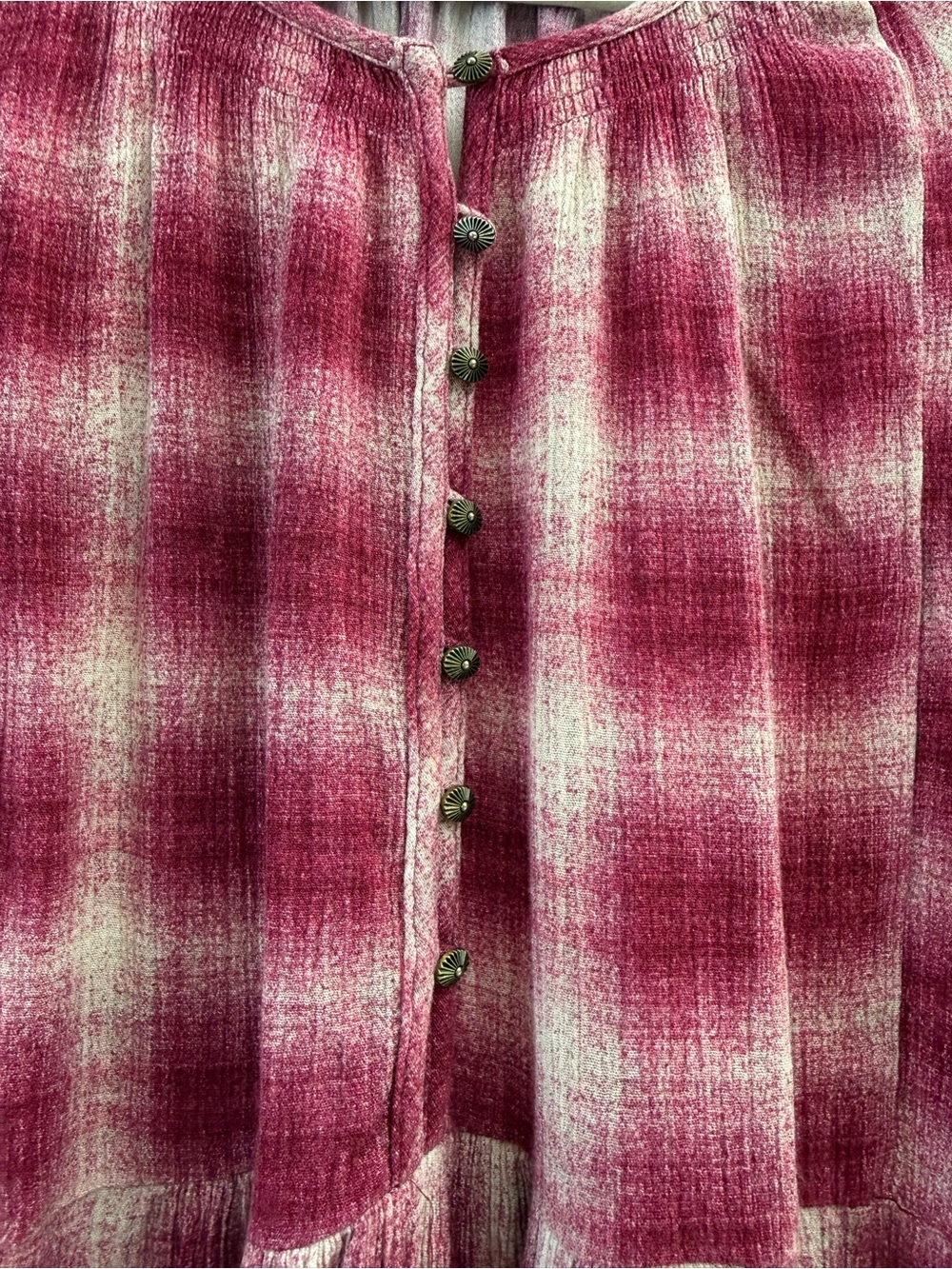 Anthropologie Maeve Burgundy Plaid Button Front Tunic Top Medium - Picture 3 of 8